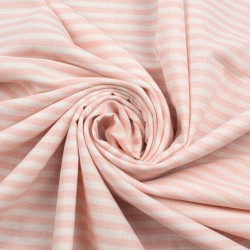 Tkanina typu Len wzór paski kolor różowy