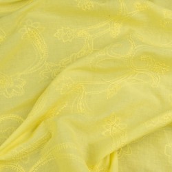 Tkanina popelina wzór haft paisley kwiat kolor żółty