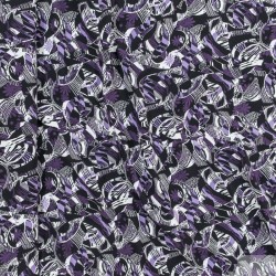 Tkanina poliestrowa - wzór, atramentowy, biały, odcienie fioletu