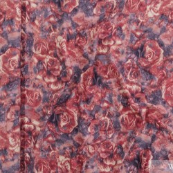 Tkanina Kelly Krepa - wzór kwiaty, czerwono/fioletowy