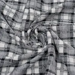 ZAD008 | Dzianina żakard wzór krata madras w kol. czarnym - 1