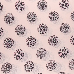 Tkanina Szyfon wzór panterka na różowym tle