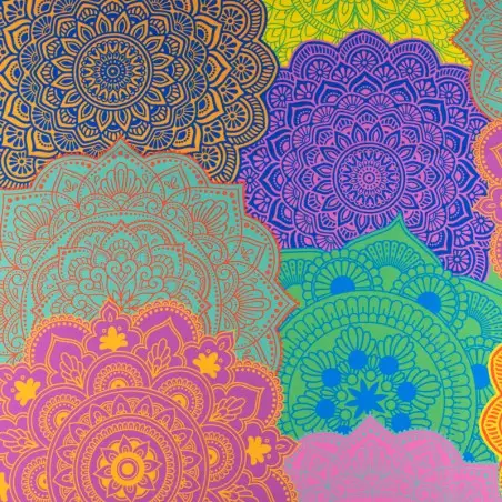 TW.ZS343202 | Tkanina wiskoza twill wzór kolorowa mandala - 1