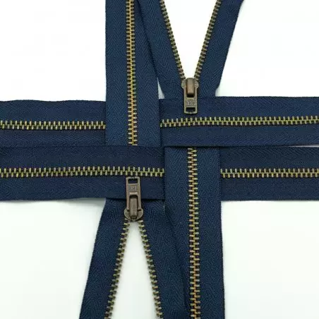 YKK000853 | Zamek metalowy nierozdzielczy stary mosiądz 3 kolor 058 granatowy 14 cm - 1