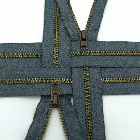 YKK000859 | Zamek metalowy nierozdzielczy stary mosiądz kolor 182 ciemny szary 10 cm - 1