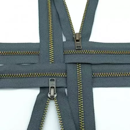 YKK000871 | Zamek metalowy nierozdzielczy stary mosiądz kolor 578 szary 18 cm - 1