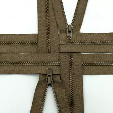 YKK000876 | Zamek metalowy nierozdzielczy  stary mosiądz kolor 563 ciemny beż 12 cm - 1