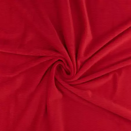 DVEL051 | Dzianina welurowa soft prążkowana kolor czerwony - 1