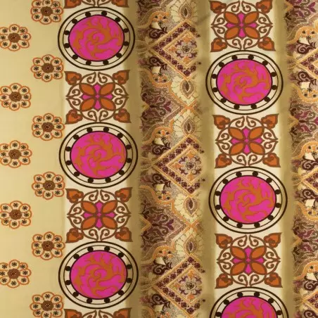 SALE.ITY013 | Dzianina jersey ity wzór orientalny kolor beżowo różowy - 1