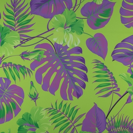 TW.BM4534D | Tkanina wiskoza twill wzór monstera kolor zielony - 1