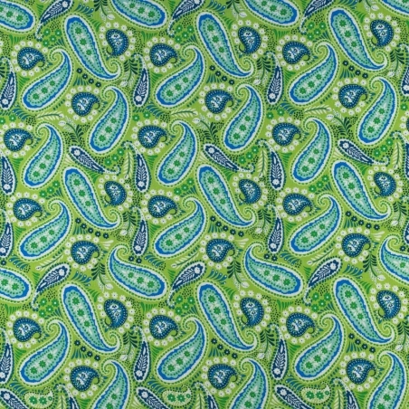 WIS653 | Tkanina Wiskoza wzór paisley kolor zielony - 1