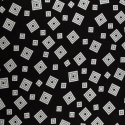 WIS683 | Tkanina Wiskoza wzór geometryczny kolor czarny - 1