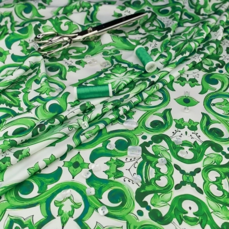 SZJ.WM697 | Szyfon jedwabny majolica zielony - 1