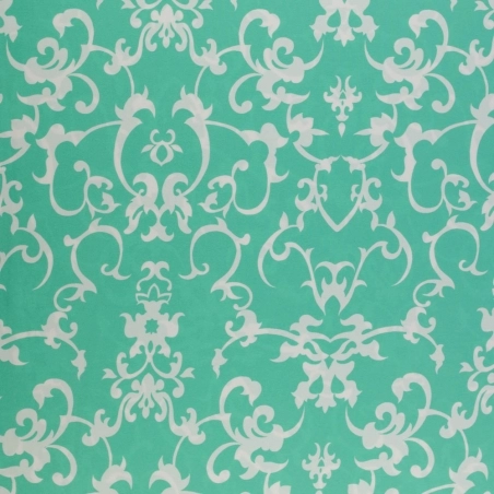 SALE.KLK014 | Tkanina Krepa ornamenty turkusowy - 1