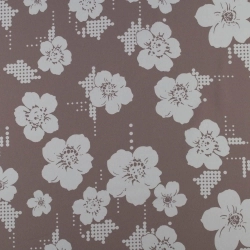 SALE.KLK015 | Tkanina Krepa kwiaty border jedostronny beżowy - 1