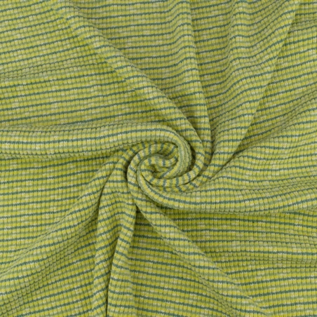 SALE.DZIA008 | Dzianina swetrowa prążek jasny oliwkowy - 1
