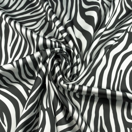 SAT.ZS865A10 | Tkanina Satyna lycra zebra czarno biały - 1