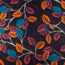 TW.ZS2551.08 | Tkanina wiskoza twill w liście odcienie fioletowego - 1