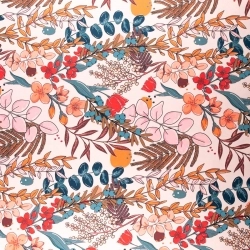 TW.ZBM3748.08 | Tkanina wiskoza twill w kwiaty kolor jasny róż - 1