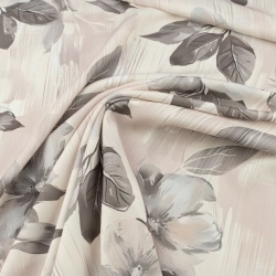 TW.AK432 | Wiskoza twill kwiaty beżowy - 1
